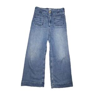 Maeve by Anthropologie The Colette Wide Leg Cropped Light Blue Jeans Sz 28